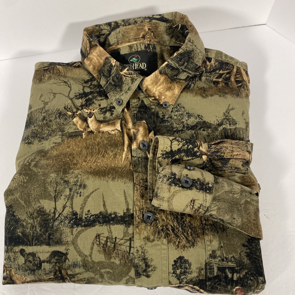 RedHead men's XL Deer Scene long sleeve‎ button-up shirt Q1